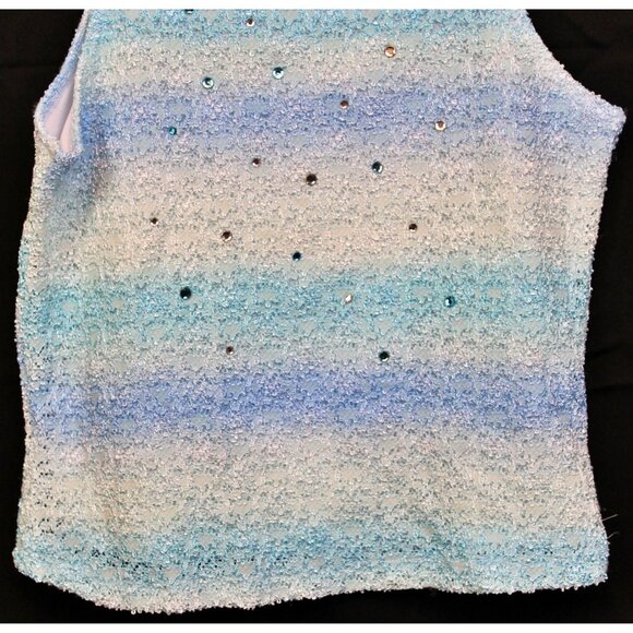 Sara Sara 2pc Tank Top Skirt 12 Blue Ombre Rhinestone Beach Ocean Stretch Casual - Picture 4 of 12